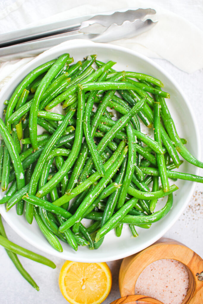 The green beans are hot off of the stove and ready to enjoy. 