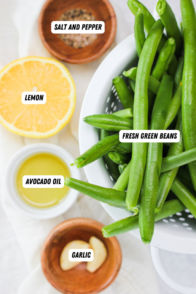All of the ingredients needed to make these easy green beans,