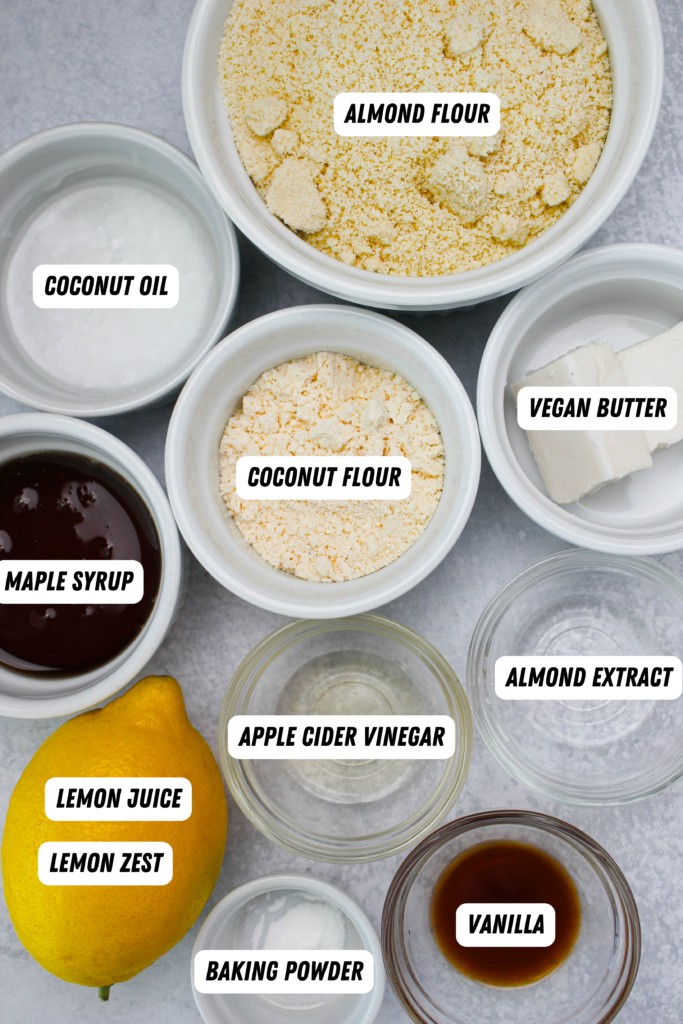 All of the ingredients needed to make these vegan shortbread cookies.