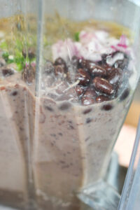 Starting to blend the ingredients.