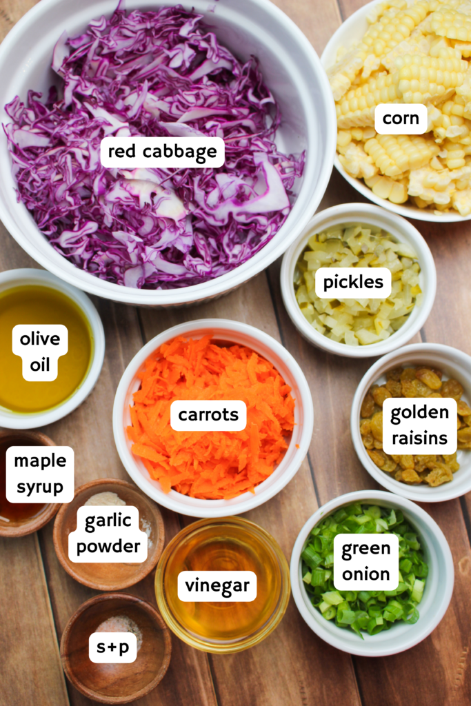 All of the ingredients needed to make this slaw.