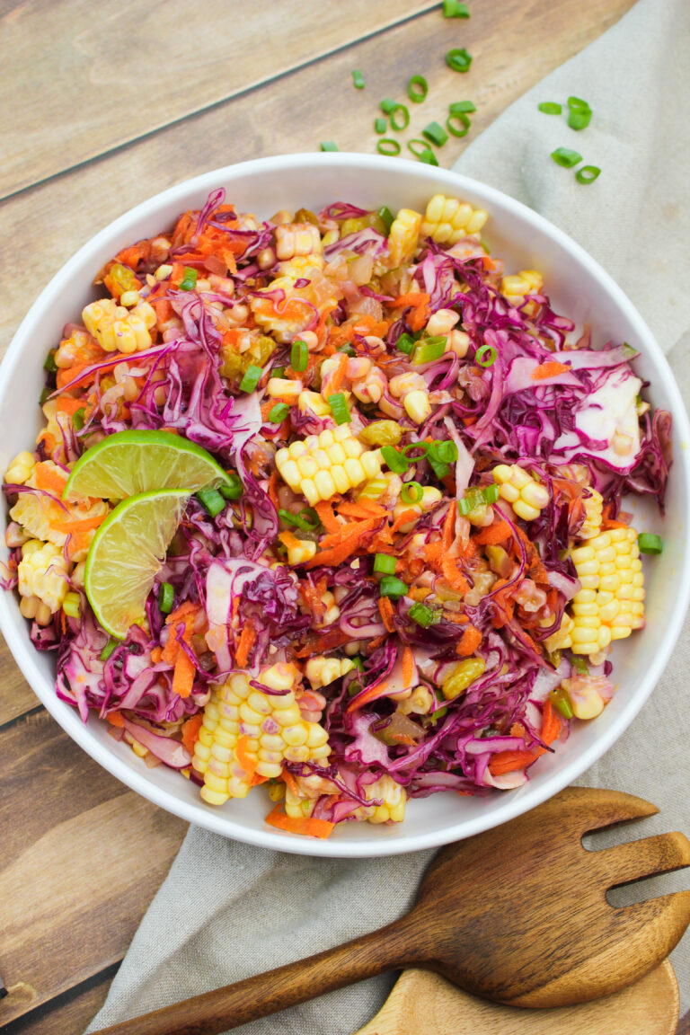 Red Cabbage and Sweet Corn Slaw (vegan)