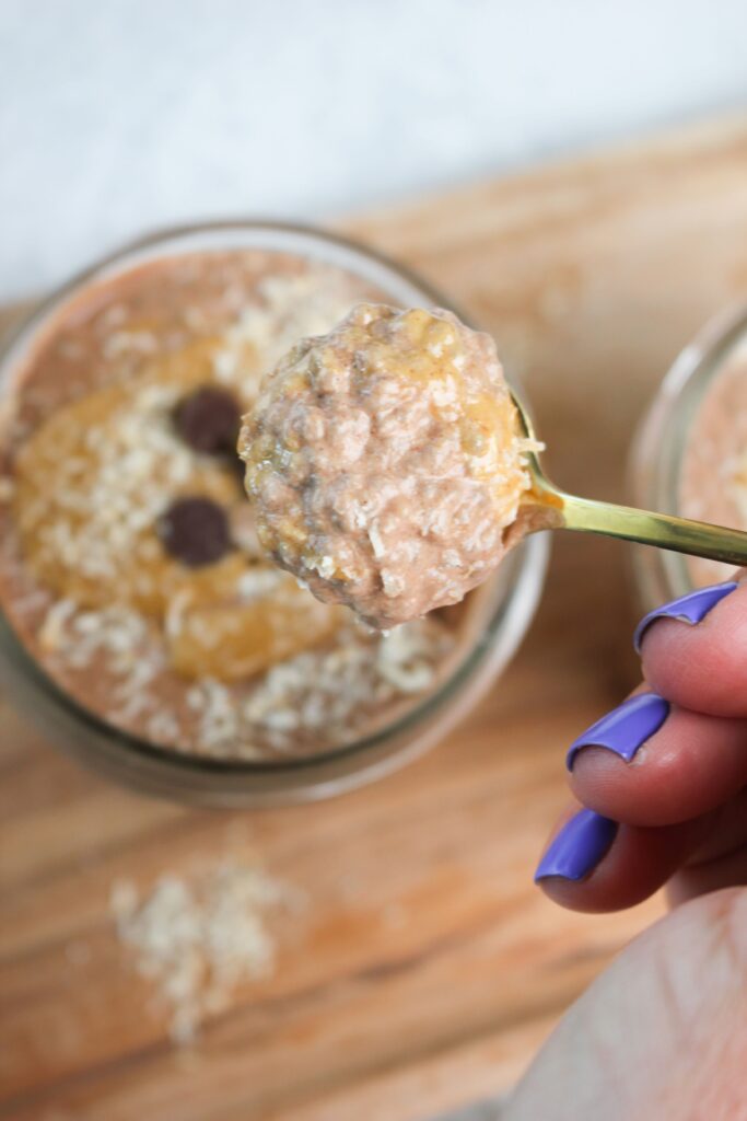 A spoonful of chia seed pudding.