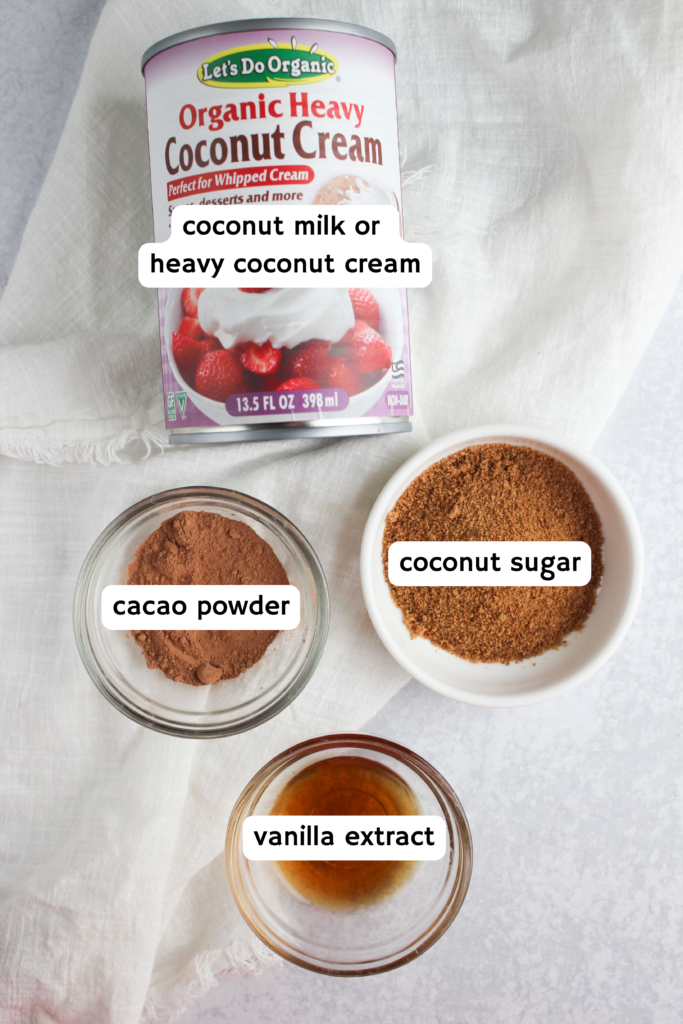 All of the ingredients needed to make this vegan whipped cream.