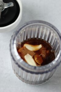 All of the ingredients for the dressing are in the blender.