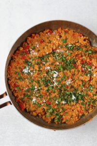 Just added the fresh minced herbs to the pan.
