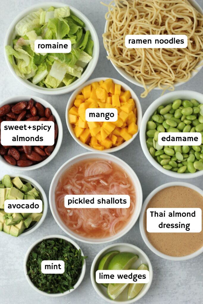 All of the ingredients needed to make this salad.