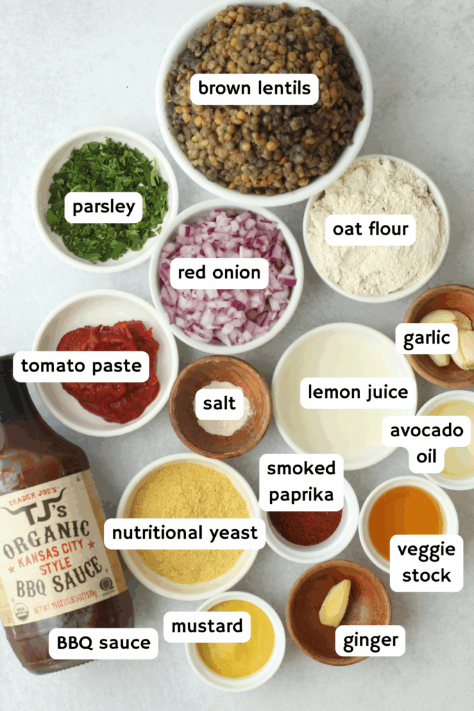 All of the ingredients needed to make these vegan patties.