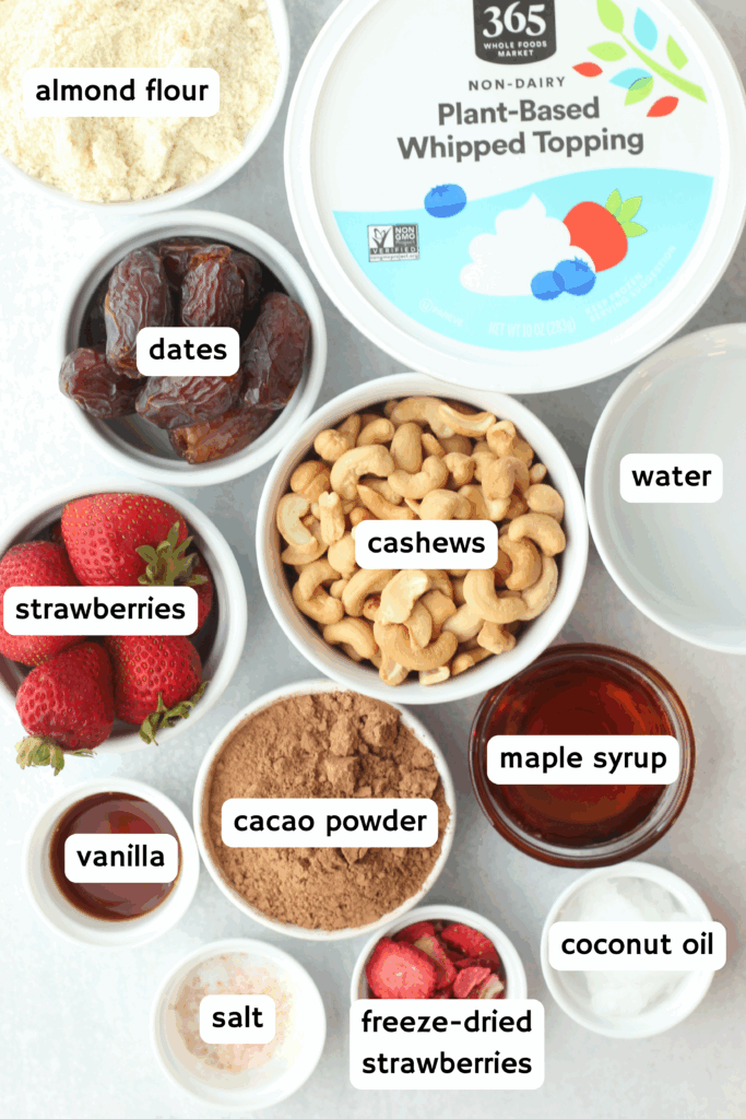 All of the ingredients needed to make these vegan ice cream bars.