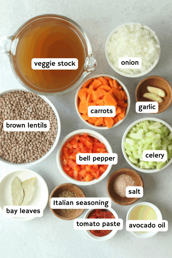 All of the ingredients needed to make this soup.