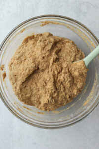 The wet ingredients have been mixed with the dry ingredients.