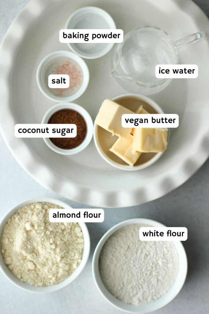 All of the ingredients needed for the pie crust.