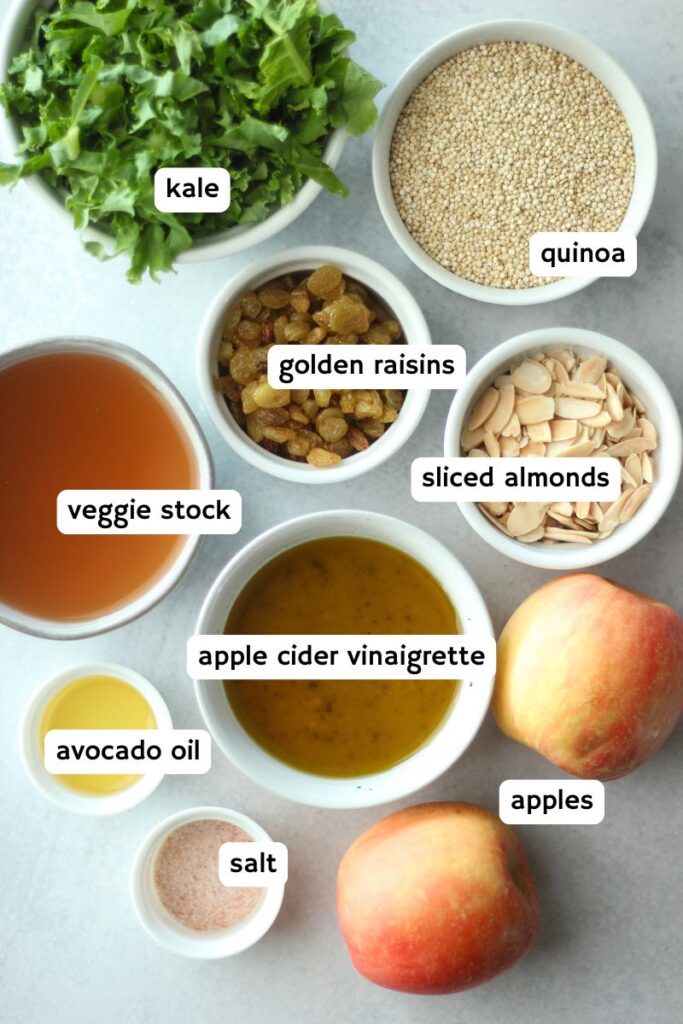 All of the ingredients needed to make this salad.