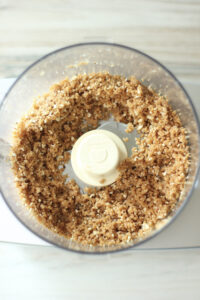 The nuts have been pulsed in a food processor. 