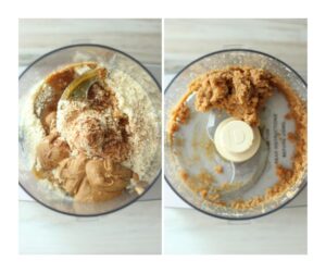 The remaining ingredients have been added to the food processor.