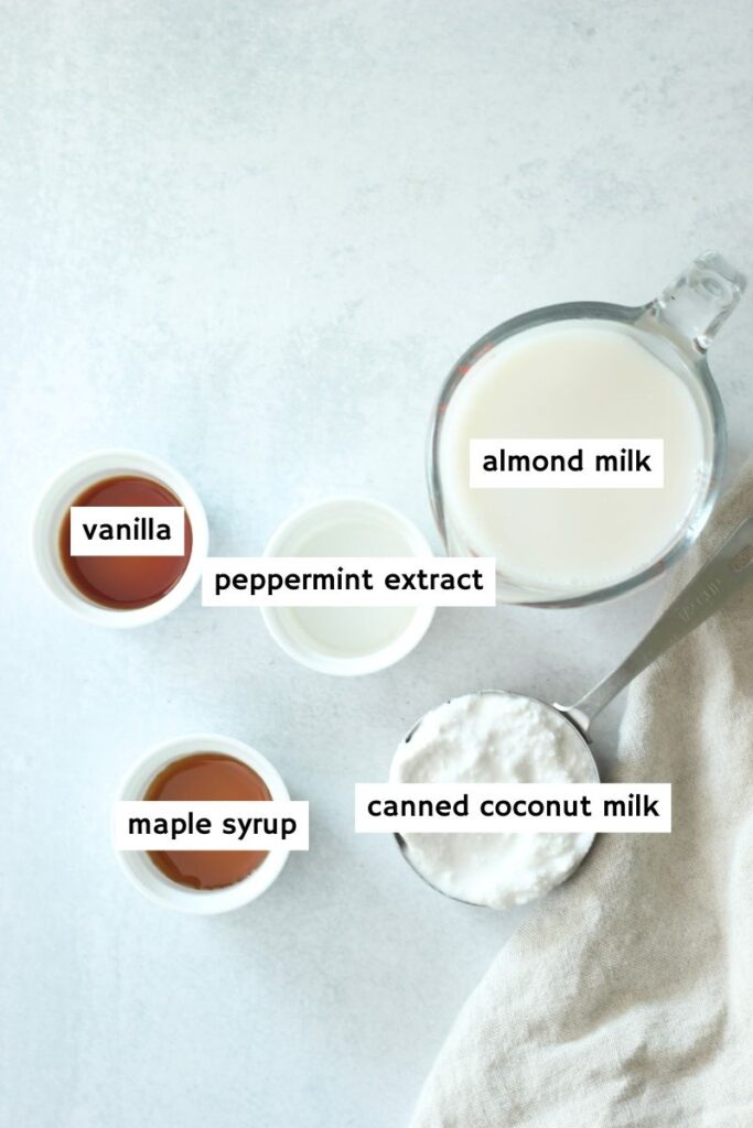 All of the ingredients needed to make this vegan coffee creamer,