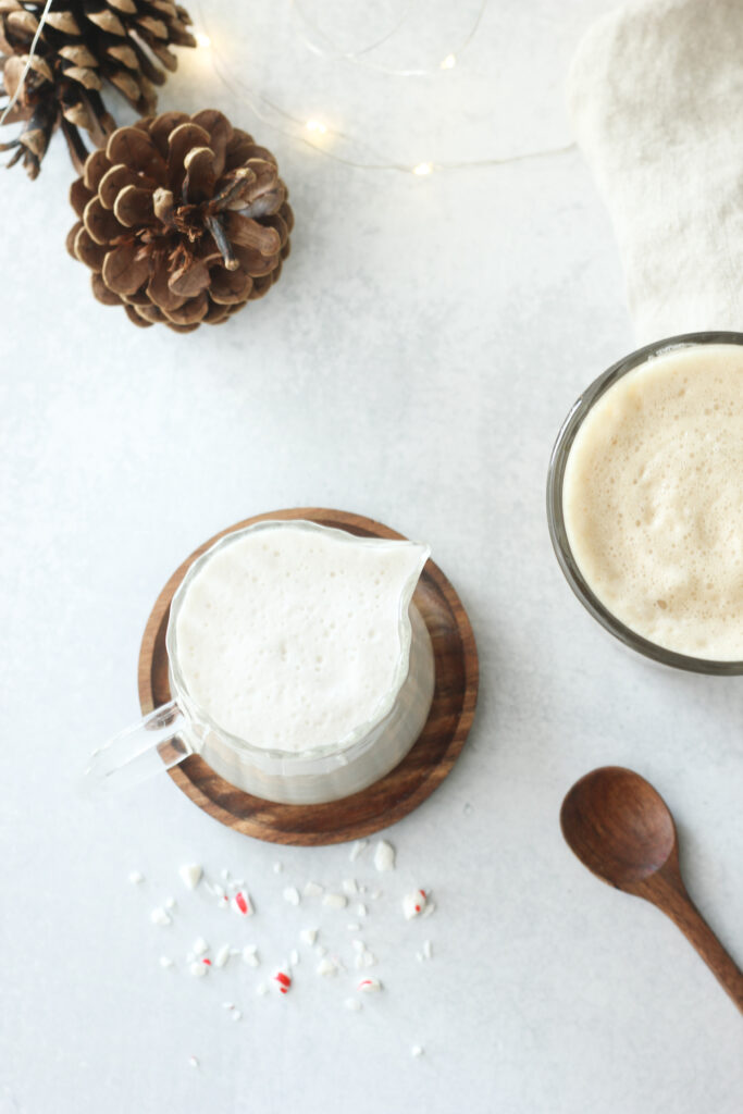 The vegan coffee creamer is ready to use.