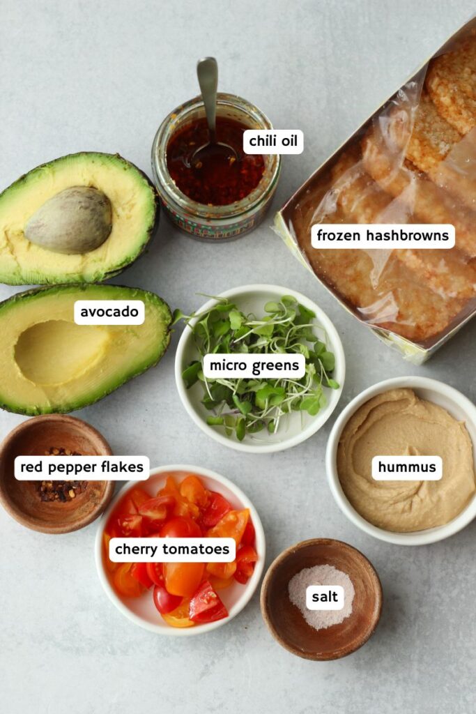 All of the ingredients needed to make these breakfast toasts.