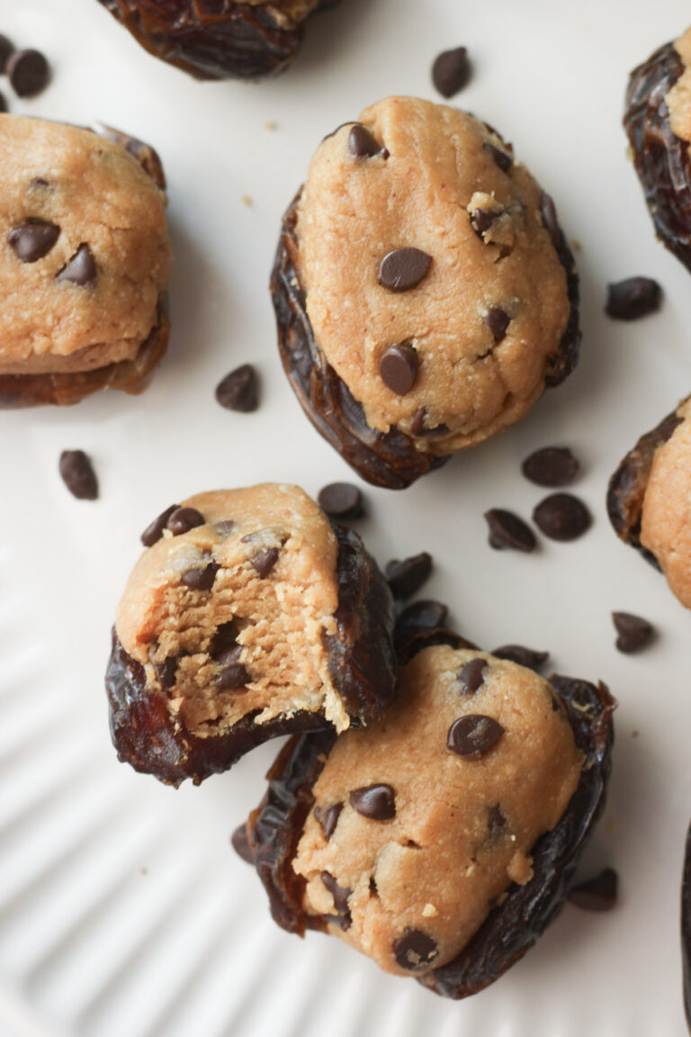 Peanut Butter Cookie Dough Stuffed Dates (Vegan, No Bake)