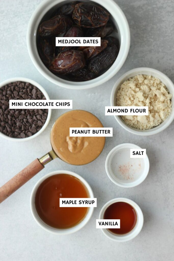 All of the ingredients needed to make these stuffed dates.