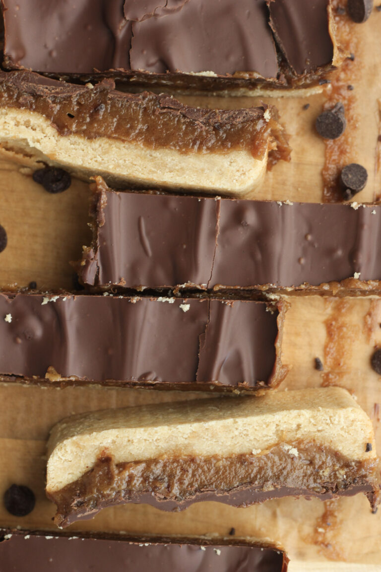 Vegan Protein Twix Bars (Healthy, No Bake, Date Caramel)