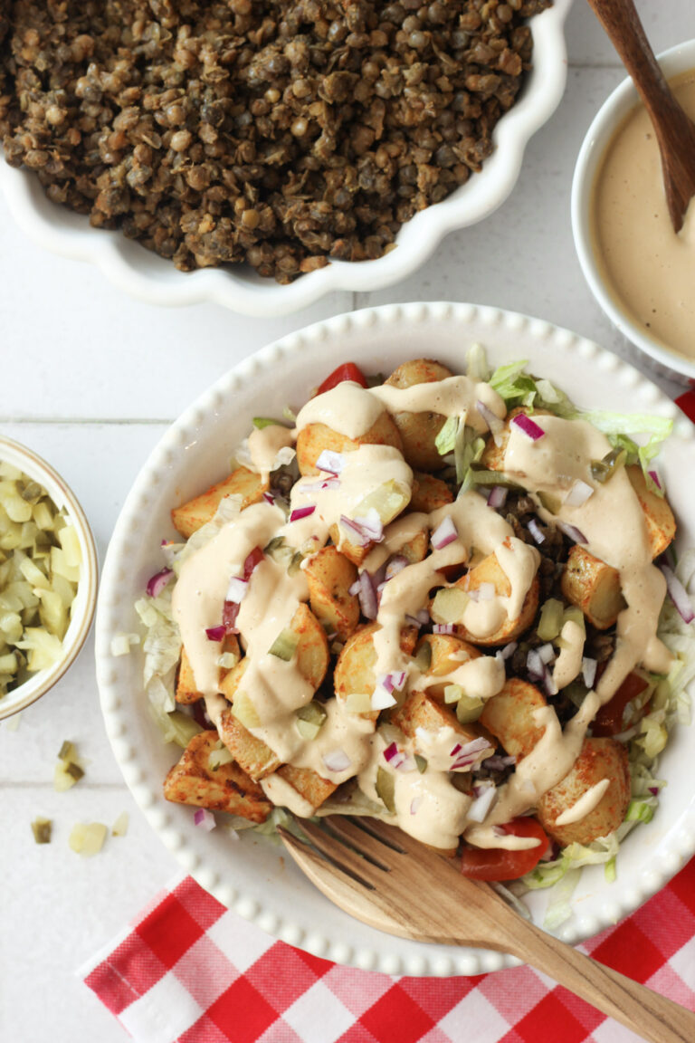 30-Minute Vegan Big Mac Salad (Healthy, High-Protein)