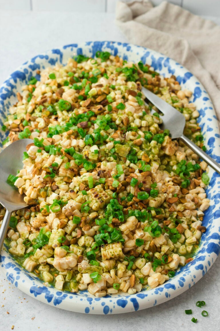 Grilled Corn Salad with Pistachios and Fresh Herb Dressing