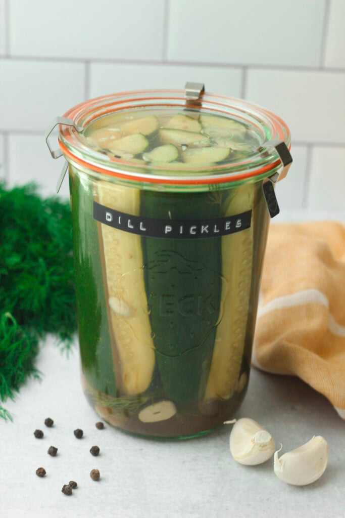The pickles have been sealed and will be ready to enjoy in 3-5 days.