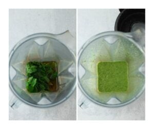 The dressing has been blended in a high-speed blender.