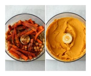 All of the ingredients have been added to a food processor and blended until creamy.
