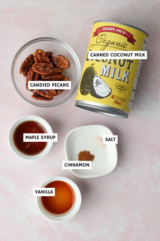 All of the ingredients needed for the optional vegan whipped cream.