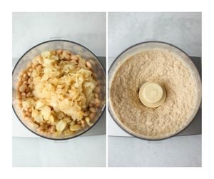 The dip has been blended in a food proceesor until smooth and creamy.